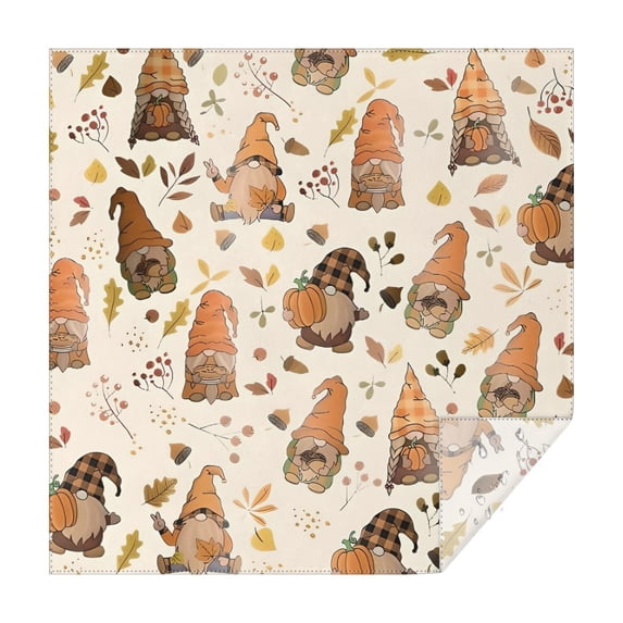 Fall Gnomes with Autumn Leaves Pattern Square Tablecloth,Waterproof Square Table Cover,Wipeable Spillproof Washable Table Cover for Home Kitchen Party Decor 52"x52"(132x132cm)