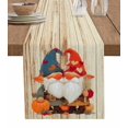 Fall Gnomes BurlapCotton Table Runner 90 Inch Long,Rustic Autumn