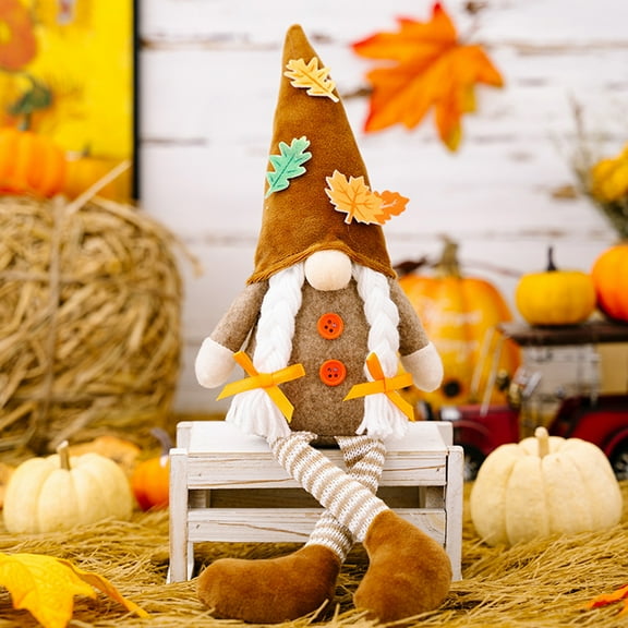 Fall Gnomes Decor, Halloween Handmade Plush Gnomes Faceless Doll with Dangling Legs for Thanksgiving Home Decoration on Farmhouse Tiered Tray, Mantle, Shelf Sitter or Side Table