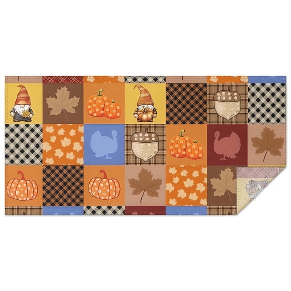 Fall Gnomes Pumpkins Leaves Rectangle Tablecloth 60"x120",Waterproof Polyester Rectangle Table Cloth, Wipeable Spillproof Polyester Tablecloth for Dining, Camping, Indoor and Outdoor