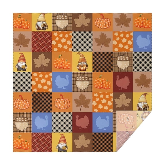 Fall Gnomes Pumpkins Leaves Square Tablecloth,Waterproof Square Table Cover,Wipeable Spillproof Washable Table Cover for Home Kitchen Party Decor 60"x60"(152x152cm)
