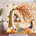 thumbnail image 1 of Fall Gnomes Shower Curtain, Autumn Maple Leaf Pumpkin Harvest Thanksgiving Fabric Shower Curtain, Fabric Rustic Farmhouse Fall Shower Curtain Set for Bathroom with 12PCS Hooks,70X70IN, 1 of 1
