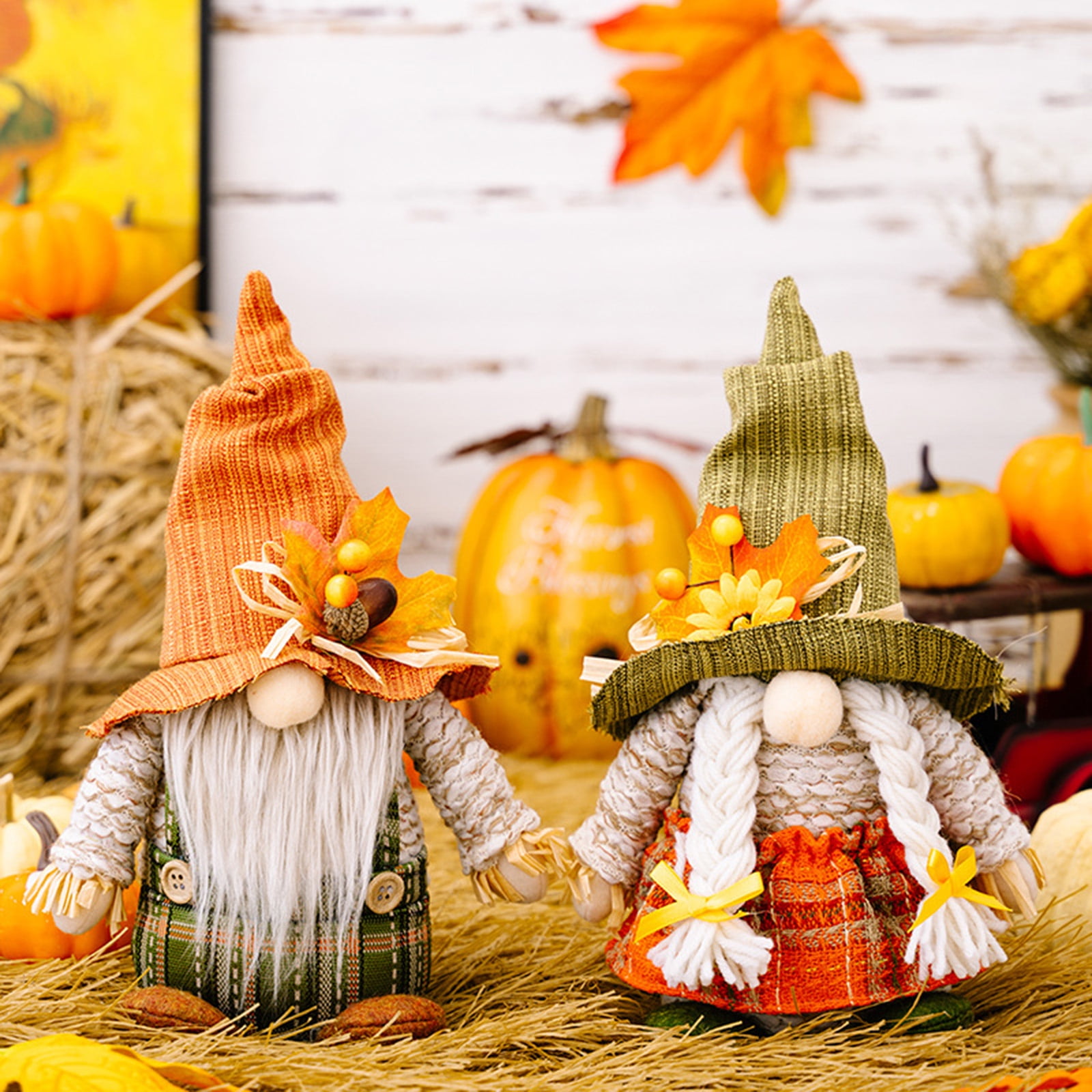 Figurines Gnomes D'automne En Résine - Décoration Maison, Bureau, Jardin - Hauteur 12,5 Cm - Pour Halloween, Thanksgiving