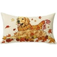 thumbnail image 1 of Fall Golden Retriever Dog Lumbar Decorative Rectangle Pillow Cover 12x20, Autumn Maple Leaves Puppy Farmhouse Porch Patio Outdoor Pillowcase, Thanksgiving Sofa Couch Cushion Case Home Decor, 1 of 3