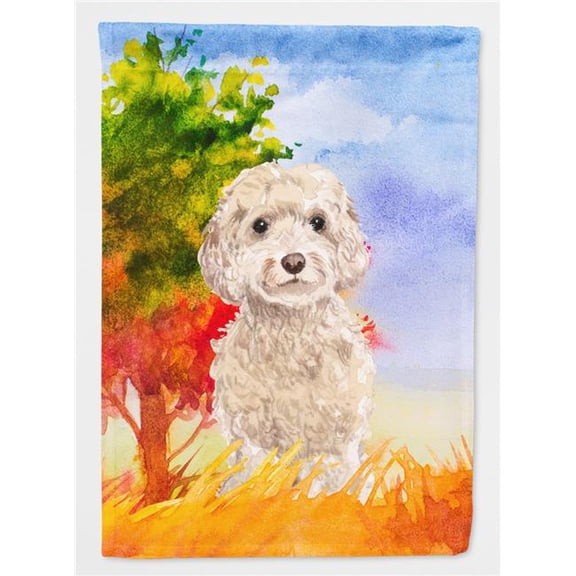 Fall Goldendoodle Flag Canvas House Size