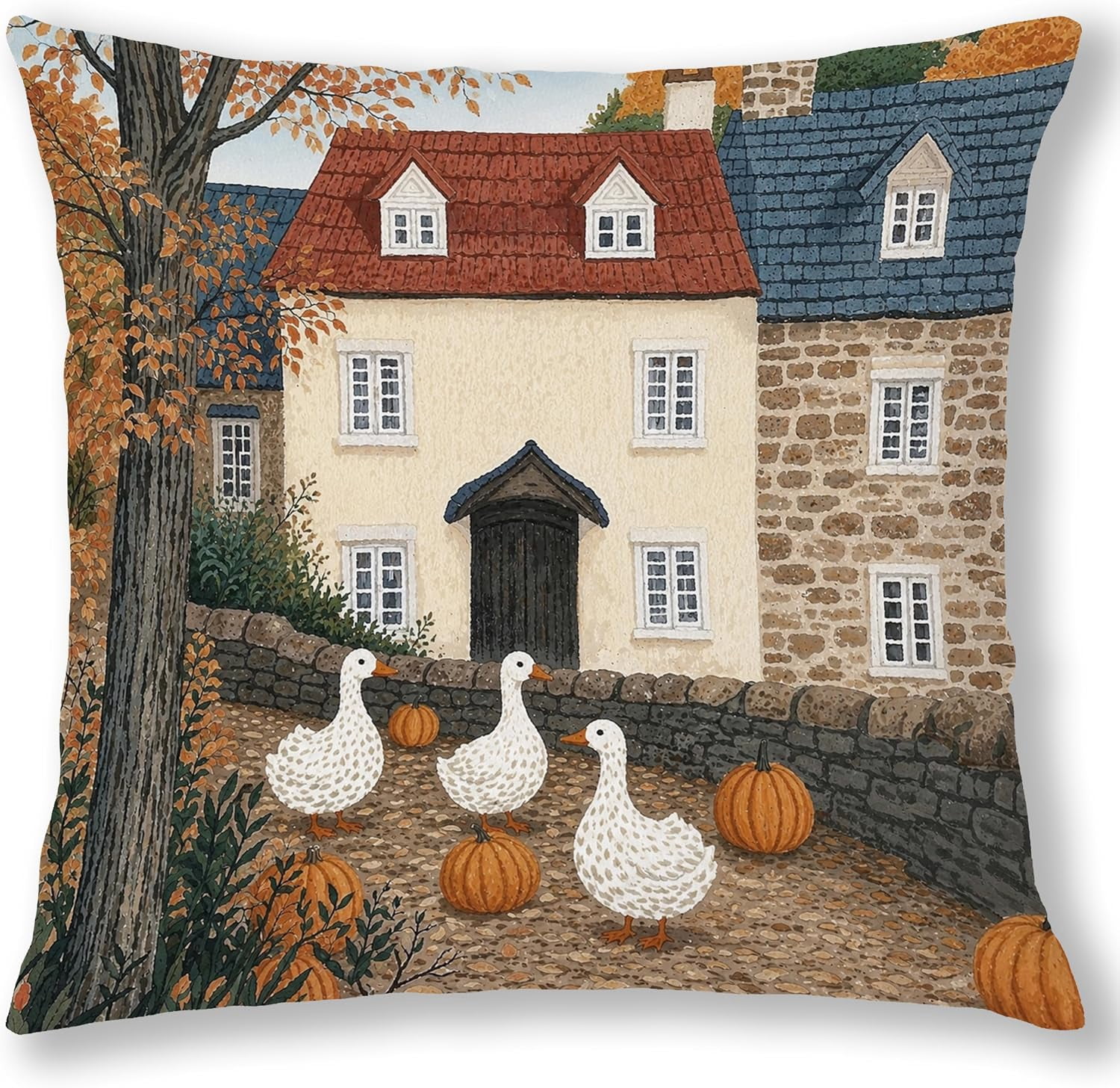 Fall Goose Throw Pillow Cases, 18x18 Cushion Covers for Home Decor ...