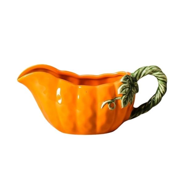 Fall Gravy Boat,Ceramic Pumpkin Shape Thanksgiving Decorative for Dining Table Harvest Party