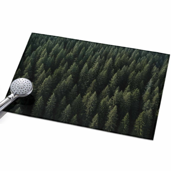 Fall Green Area Rugs 2x3ft Pine Trees Forest Floor Rug&nbsp;Non Slip Low Pile Ultra Soft Throw Carpet for Entryway Indoor Entrance Kitchen Bathroom