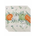 thumbnail image 1 of Fall Green Cloth Napkins Set of 4 Reusable Dinner Napkins, Orange White Thanksgiving Pumpkin Eucalyptus Cocktail Napkin Washable Table Napkins for Wedding/Holiday Party/Baby Shower 20"x20", 1 of 7