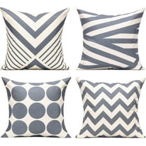 Fall Grey Gray Outdoor Throw Pillow Covers Cases Geometric Decorative Home Decor Accent Cushion for Couch Sofa Bed Square 18×18 Set of 4