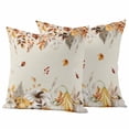 thumbnail image 1 of Fall Grey Orange Outdoor Waterproof Pillow Covers, Thanksgiving Pumpkins Rustic Maple Leaf Decorative Square Throw Pillowcase Sofa Cushion Sham for Patio/Couch/Chair, 20"x20" 2 Pack, 1 of 8