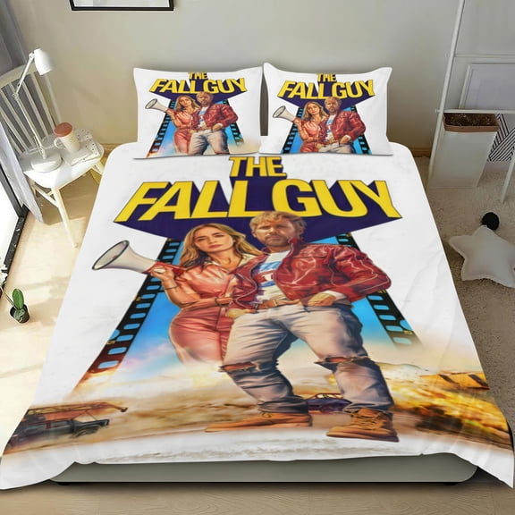 The Fall Guy Themed Bed Sheet Set Three Piece Set 53x79 In ches Comfortable And Skin Friendly Unique Design Creating A Star Gifts For Family Friends fans