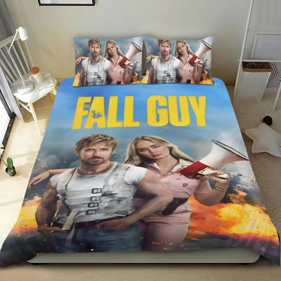 The Fall Guy Themed Bed Sheet Set Three Piece Set 53x79 In ches Comfortable And Skin Friendly Unique Design Creating A Star Gifts For Family Friends fans