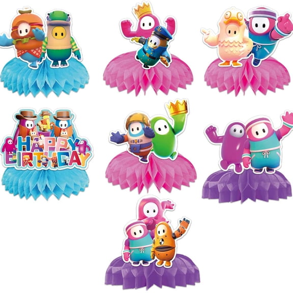 Fall Guys Honeycomb Centerpieces Table Toppers Decorations for Birthday Party Decor Supplies