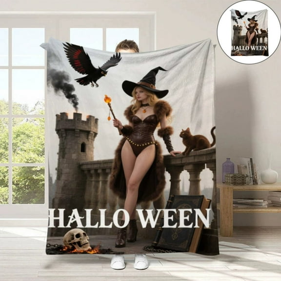 Fall Halloween Blanket Halloween Throw Blankets and Throws Fall Witch Throw Blanket Super Soft Cozy and Plush for Couch and Chair(29.5" x 39")