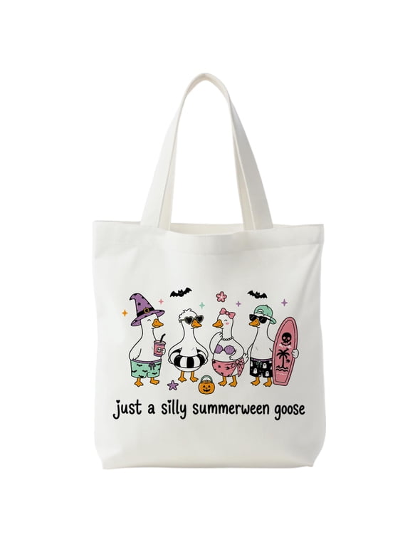 Fall Halloween Canvas Tote Bag,Reusable Shoulder Bag for Daily