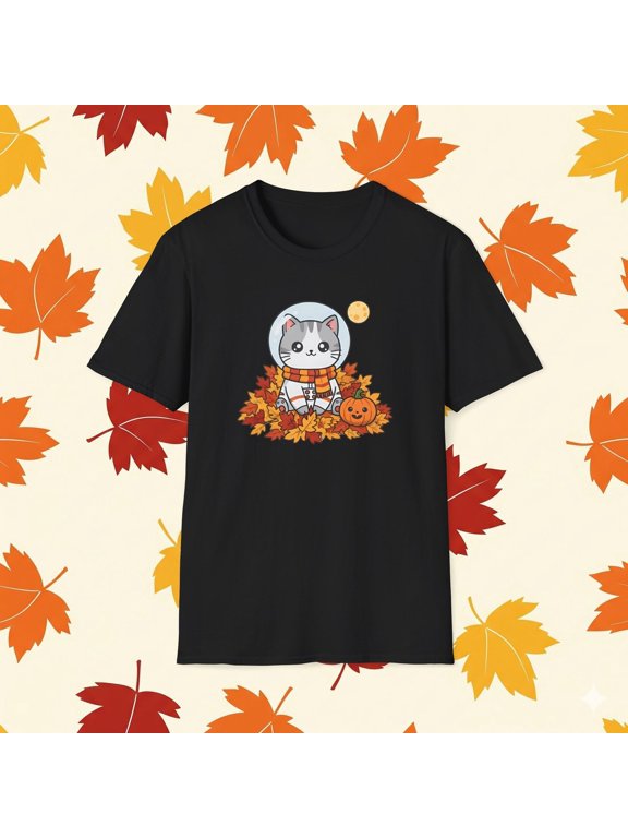 Fall Halloween Cute Astrocat Fashion Cat Autumn Apparel Holiday T-Shirt, Size S-5XL