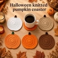 thumbnail image 1 of Fall and Halloween Decor, 1Pc 4 Inch Diameter Hand Crocheted Halloween Pumpkin Coaster, Woven Yarn Pumpkin Fall Table Decor, Anti-Scald Halloween Mat for Mugs, Cups and Drinkware,, 1 of 6