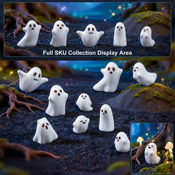 Fall and Halloween Decor, Halloween Ghost Decorations, Halloween Decor Cute, Ceramic Ghost Figurine, Small White Ghost Ornament for Indoor Home and Halloween Party Decor