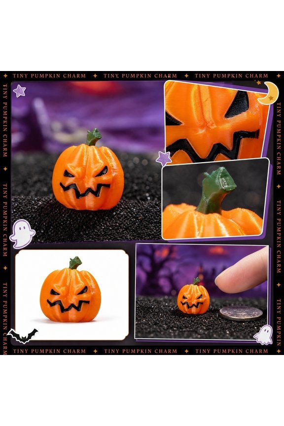 Fall Halloween Decor, Mini 1X1 Inch Scary Halloween Pumpkin Statue, Perfect for Living Room Shelf, Cubicle, and Trick Or Treat Favor Arrangement, to Add Subtle Ghoulish Seasonal