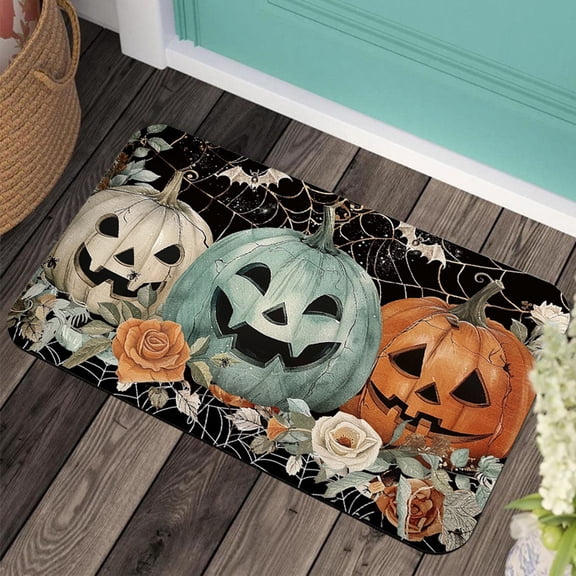 Fall Halloween Decoration for Home Indoor Outdoor Clearance Under $5.00!Halloween Pumpkin Diatomaceous Earth Floor Mat Dirt Outdoor Entrance Mat Highly Absorbent Bathroom Restroom Mat