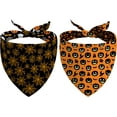 thumbnail image 1 of Fall Halloween Dog Bandanas Reversible 2 Pack Small, Black Pumpkin Ghost Spider Web Cute Halloween Pet Bandanas for Dogs Adjustable Triangle Holiday Scarves for Small Medium Boy Girl Dogs, 1 of 6