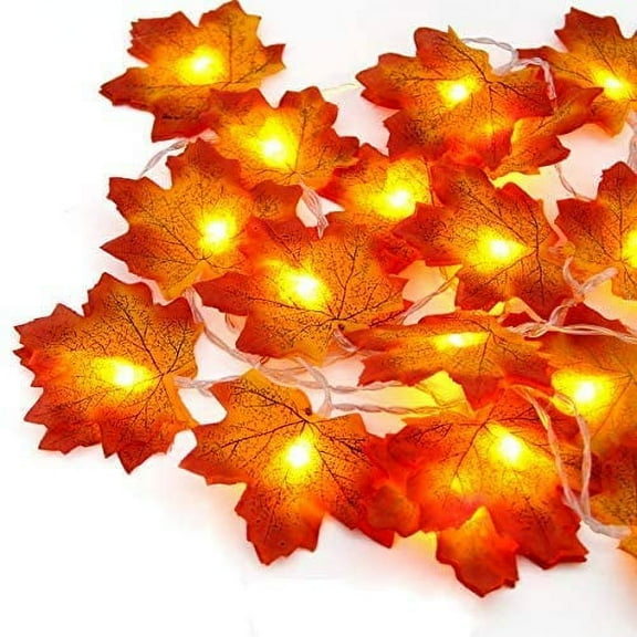 Fall Halloween Maple Leaves String Light, Fall Garland with Lights, Waterproof Battery Operated Maple Leaf LED String Light with 2 Modes for Home Indoor Outdoor Garden Party Decor Thanksgiving