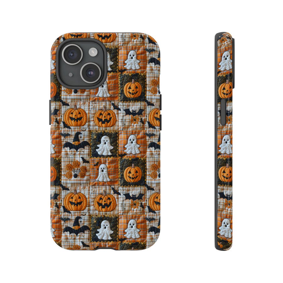 Fall Halloween Patchwork Ghosts & Pumpkins Case with iPhone 17 to 11 ...