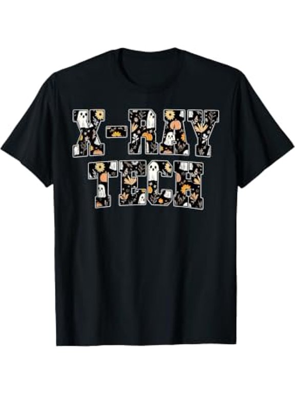 Fall Halloween Ray Tech Pumpkin Ghost Radiology Retro Holiday T-Shirt, Size S-5XL