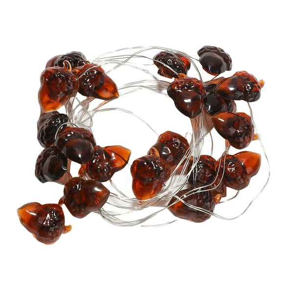 Thanksgiving Halloween Decorations Battery Powered String Lights - Pumpkin Acorn Fall Leaves Remote Control Fairy Lights, Orange Autumn Harvest Indoor Outdoor Garland Party Decor