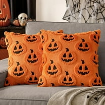 Fall Halloween Throw Pillow Covers 18x18 Decorative Pumpkin Pattern Pillowcases Soft Plush Faux Wool Cushions for Home Patio Sofa Couch