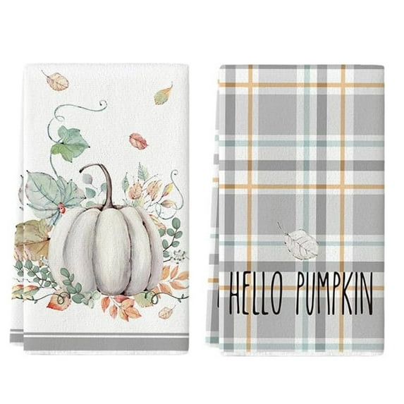 Fall Hand Towels Set of 2, Hand Towels for Bathroom Decorative Autumn Soft Absorbent Face Towels - Style 3