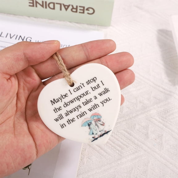 Fall Hanging Decor-Hanging Wall Art,Friend Ornament White Ceramics Encouragement Heart Shape Pocket Hug For Women Hard Times Sympathy Support Keepsake For Birthday