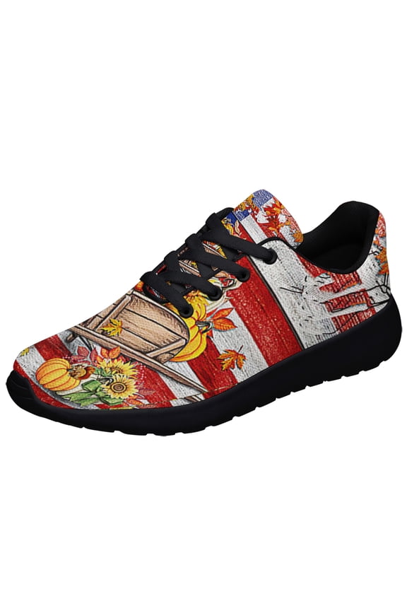 Fall Happy Farm Fall American flag Shoes Sneakers Black Size 7