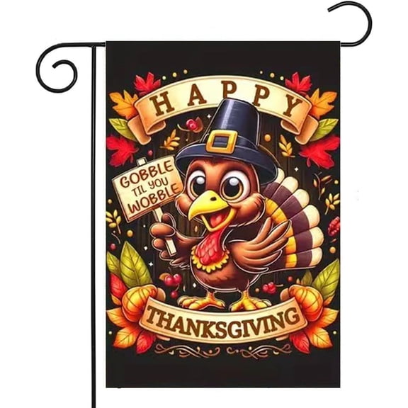 Fall Happy Thanksgiving 12x18 Inch Double Sided Flags,Fall Gobble Til You Wobble For Outside Seasonal Garden Flag Outdoor Holiday Farmhouse Decorations