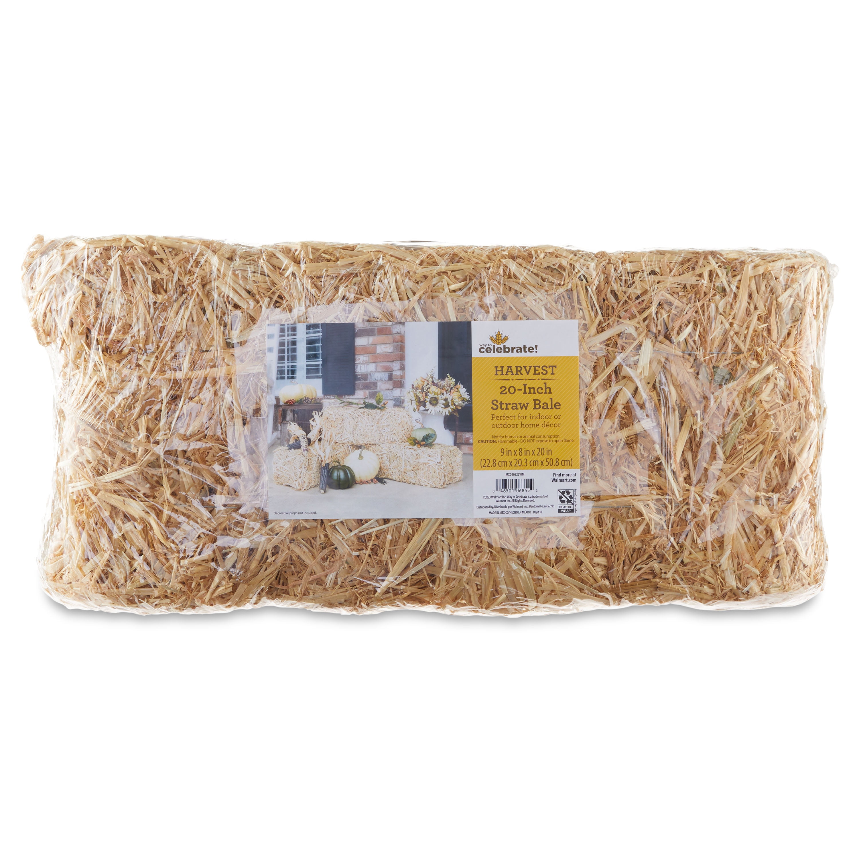 Fall, Harvest 20inch Decorative Natural Straw Bale, Way to Celebrate