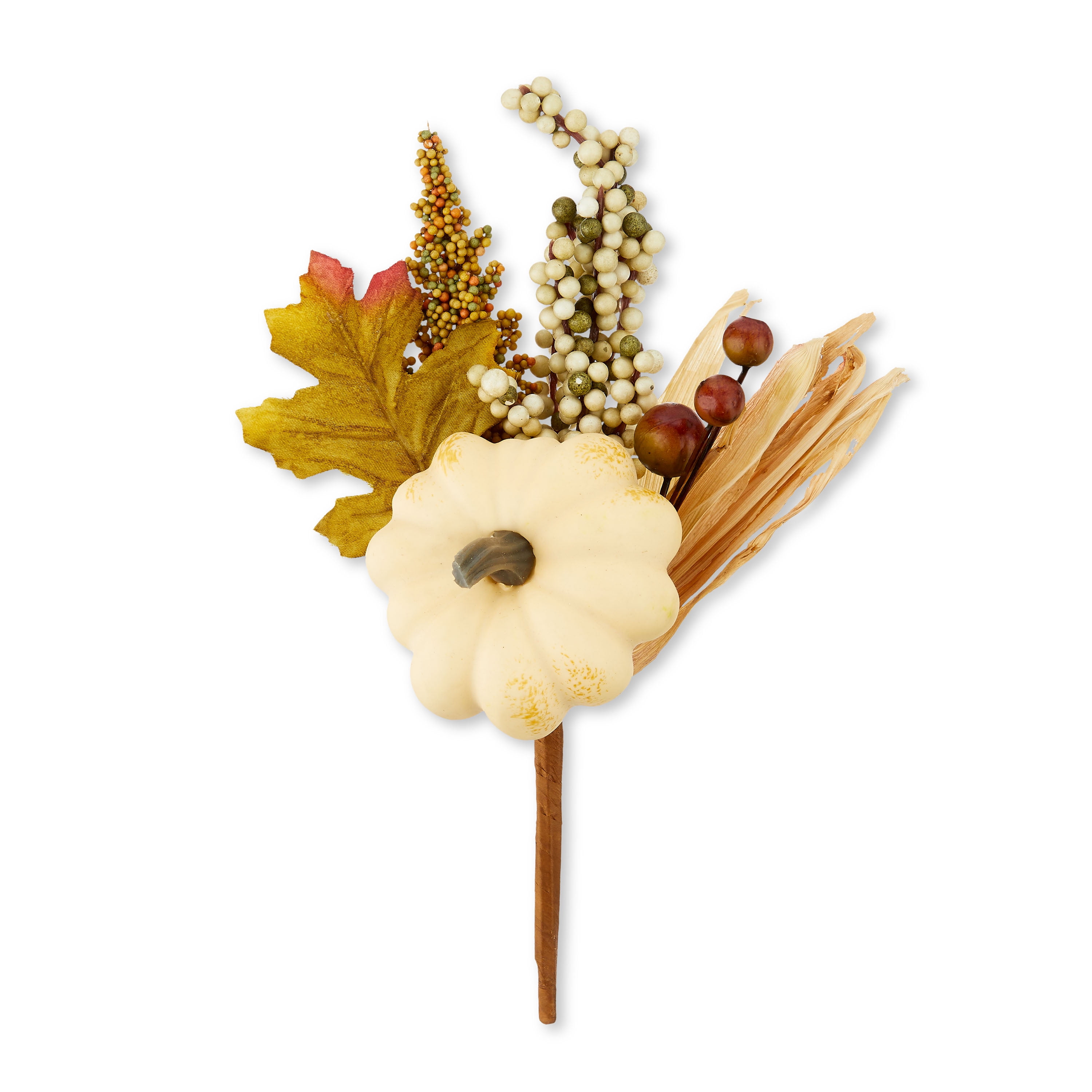 Fall, Harvest 9 in White Pumpkin Floral Pick, Way to Celebrate