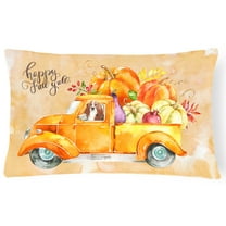 Fall Harvest Basset Hound Canvas Fabric Decorative Pillow