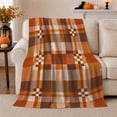 thumbnail image 1 of Fall Harvest Bat Autumn Plaid, Festive autumn celebration Scene, Warm Flannel Blanket for Ranch House and Living Room with Detailed Artwork, Art Lovers autumn celebration Gift, Festive Home Decor, 1 of 9