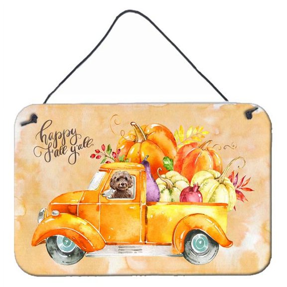Fall Harvest Brown Cockapoo Wall or Door Hanging Prints