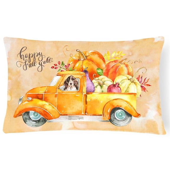 Fall Harvest Brown Parti Cocker Spaniel Canvas Fabric Decorative Pillow