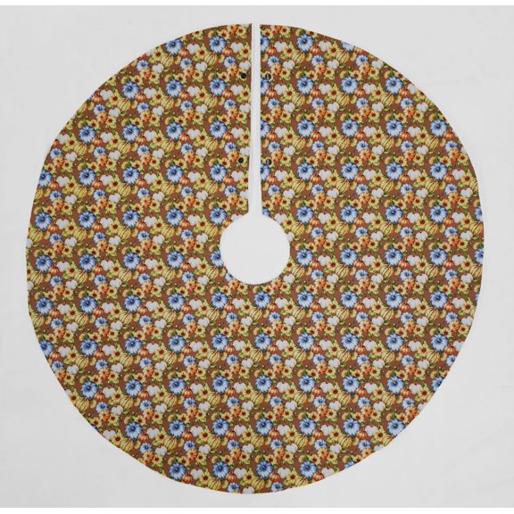Fall Harvest Christmas Tree Skirt By Penny's Needful Things (Pumpkins on Brown) (Round)
