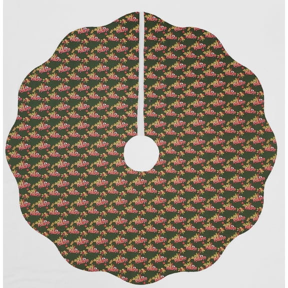 Fall Harvest Christmas Tree Skirt By Penny's Needful Things (Vintage Truck) (Scalloped)