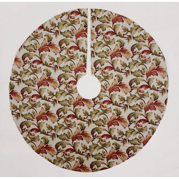 Fall Harvest Christmas Tree Skirt by Penny's Needful Things (Autumn Fall Floral Leaves) (Round)