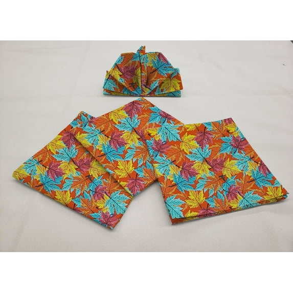 Fall Harvest Cloth Napkins by Penny's Needful Things (Set of 6) (Colorful Leaves)