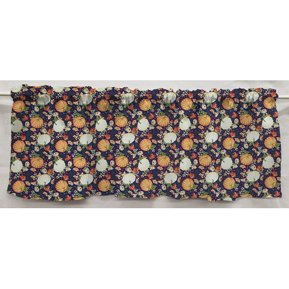 Fall Harvest Curtain Panels by Penny's Needful Things (Set of 2) 24 Inch Long LINED (Pumpkins on Purple)