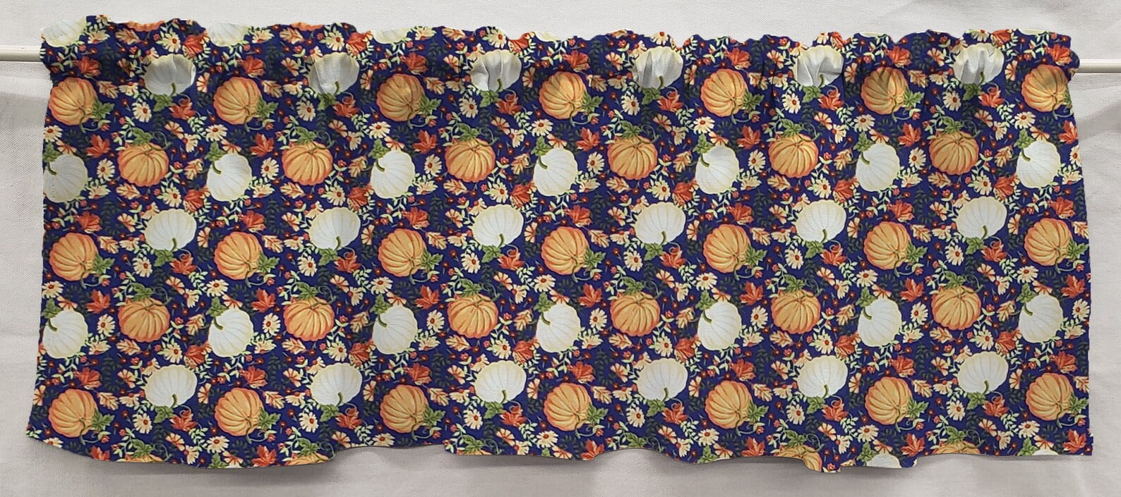 Fall Harvest Curtain Panels by Penny's Needful Things (Set of 2) 45 Inch Long LINED (Pumpkins on Purple)