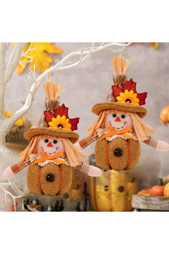 Fall Harvest Decor - Mini Scarecrow Doll Pendant, Thanksgiving Ornament for Bags, Keychains, Desktop, Shelf - Handmade Cotton Decor, Cute Autumn Gift