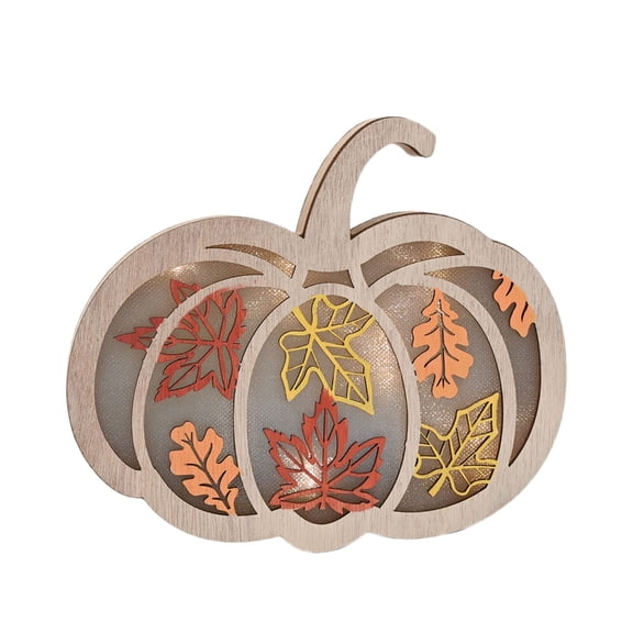 Fall Harvest Festivals Wooden Pumpkin Table Sign Cutouts LED Light Decoration Home Accent For Seasonal Display