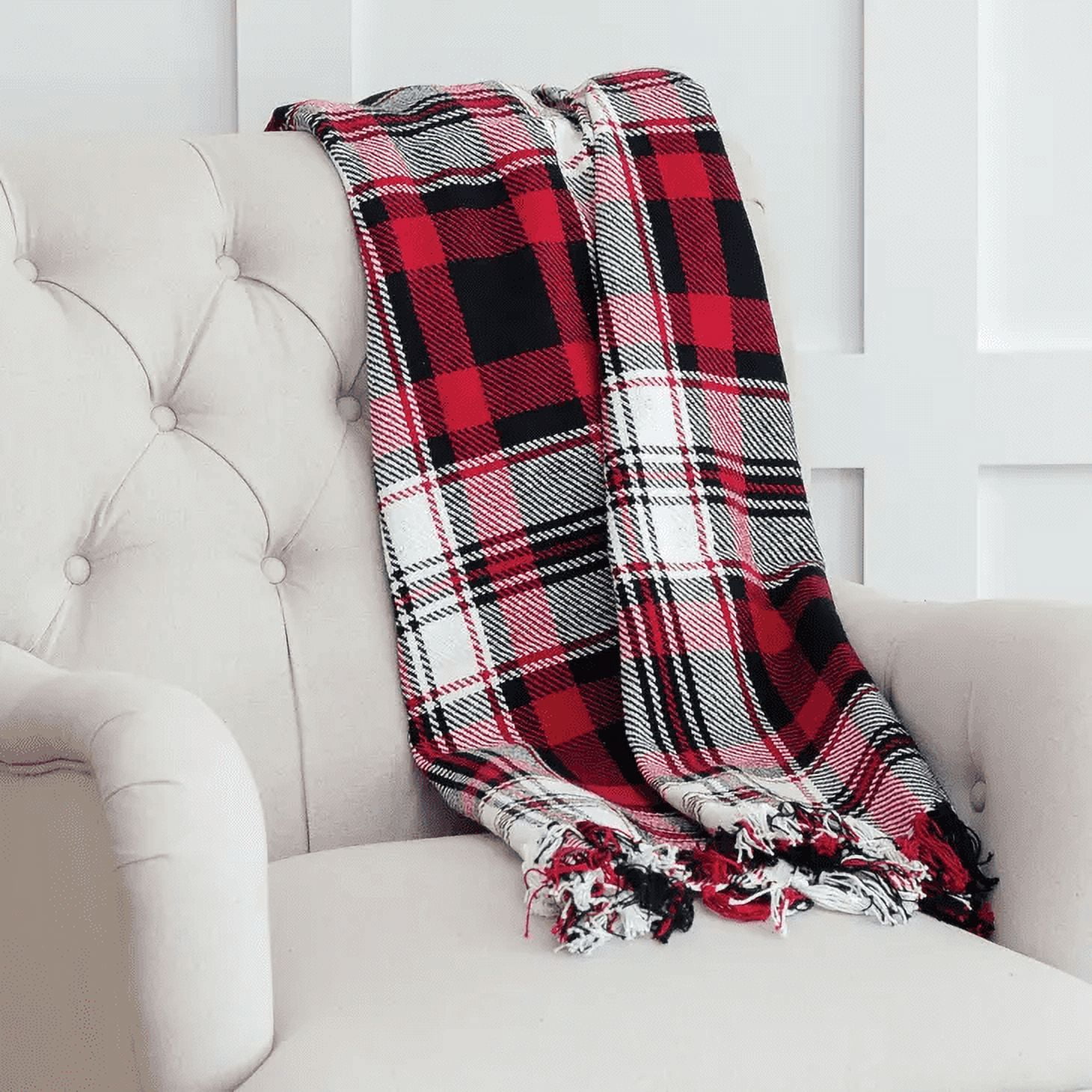 Fall/Harvest Fireside Plaid Woven 50" x 60" Fringe Blanket
